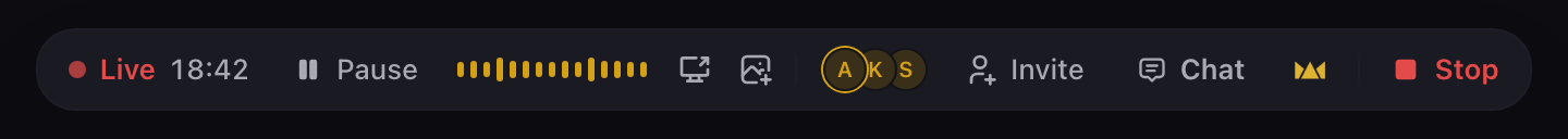 The session pill in the Chief desktop app during a Live Session, with the Chat button on it.