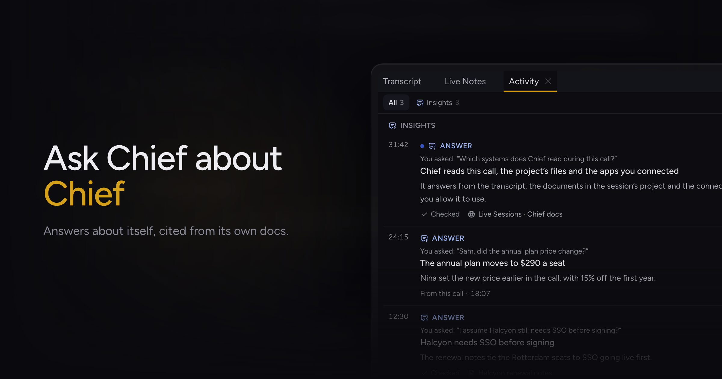 Live Session app v1.1.52: Ask Chief about Chief itself during a live session